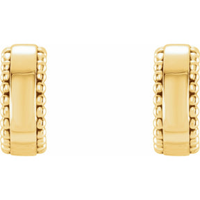 14K Gold Beaded Hoop Earrings