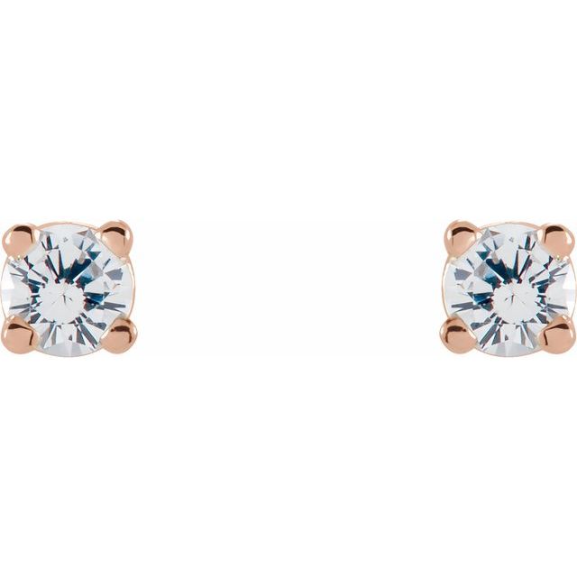 14K Gold Natural White Sapphire Stud Earrings