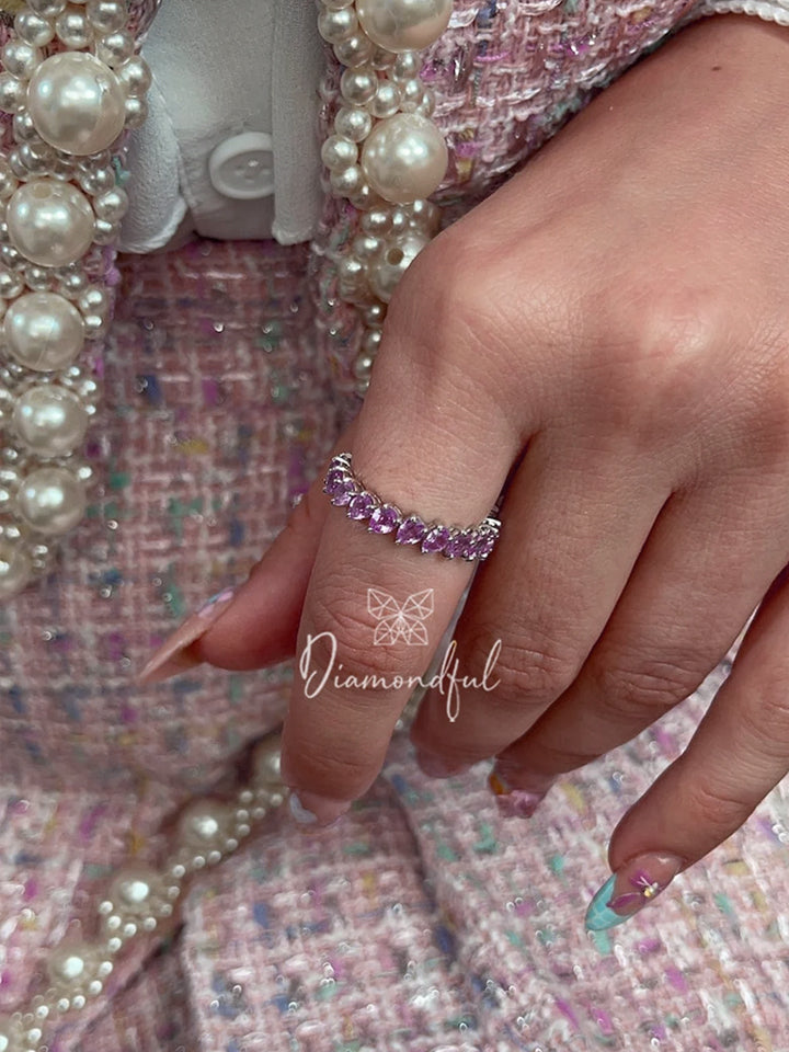 Captivating 3.82 Ct Pear Shaped Pink Sapphire Eternity Band