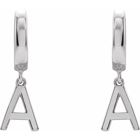 14K Gold Initial A-Z Hinged Huggie Earring