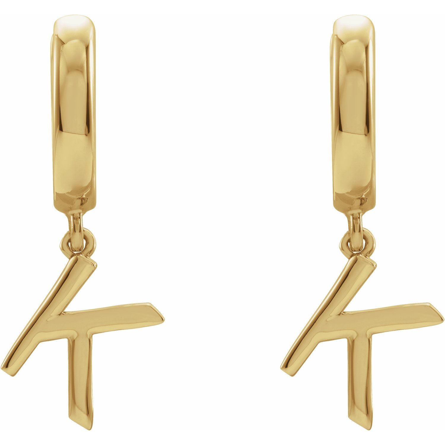 14K Gold Initial A-Z Hinged Huggie Earring