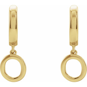 14K Gold Initial A-Z Hinged Huggie Earring