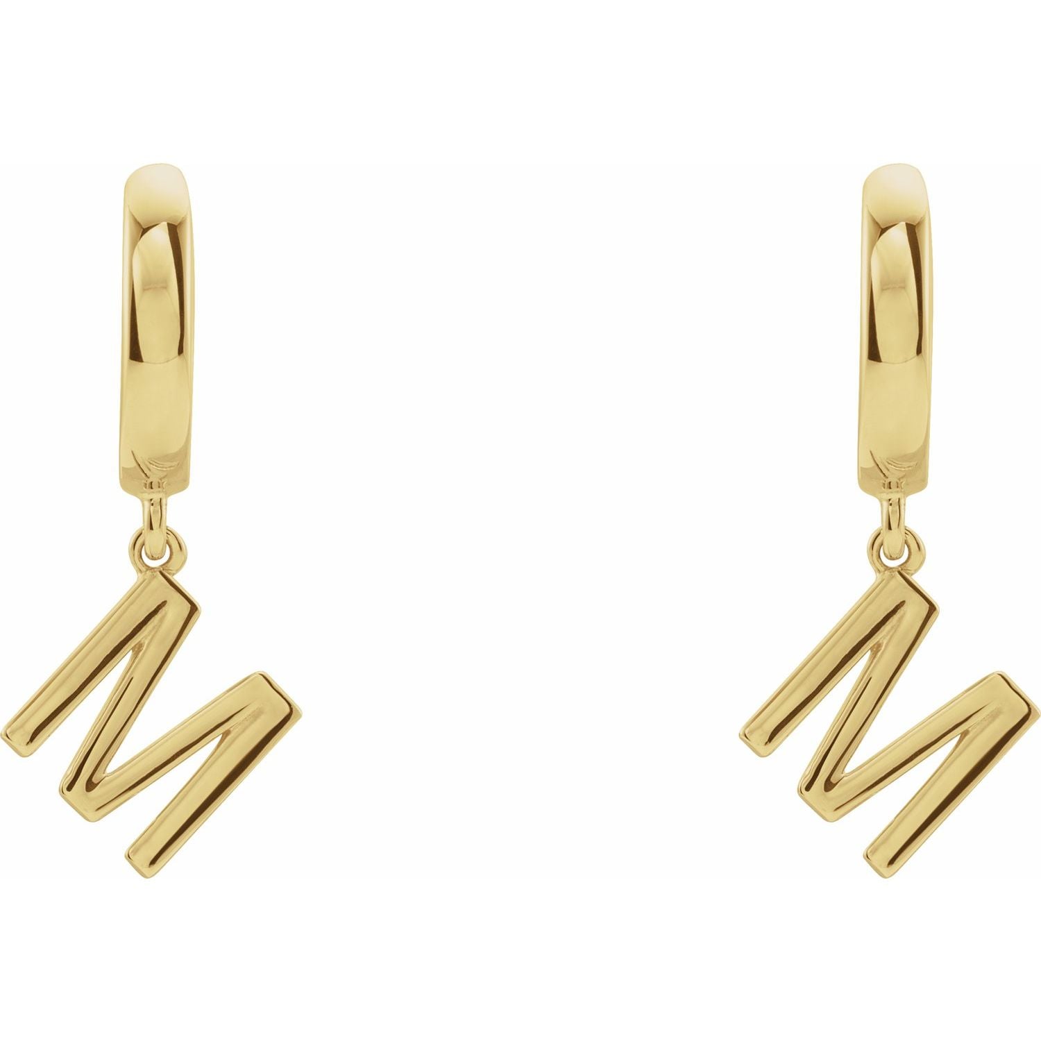 14K Gold Initial A-Z Hinged Huggie Earring