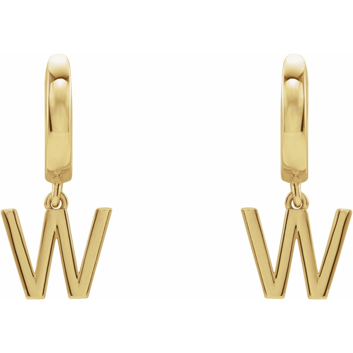 14K Gold Initial A-Z Hinged Huggie Earring