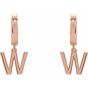 14K Gold Initial A-Z Hinged Huggie Earring