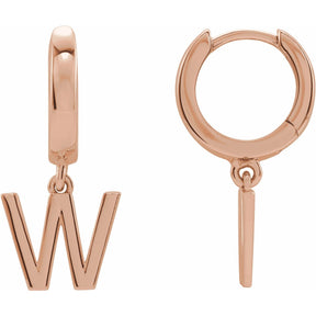 14K Gold Initial A-Z Hinged Huggie Earring