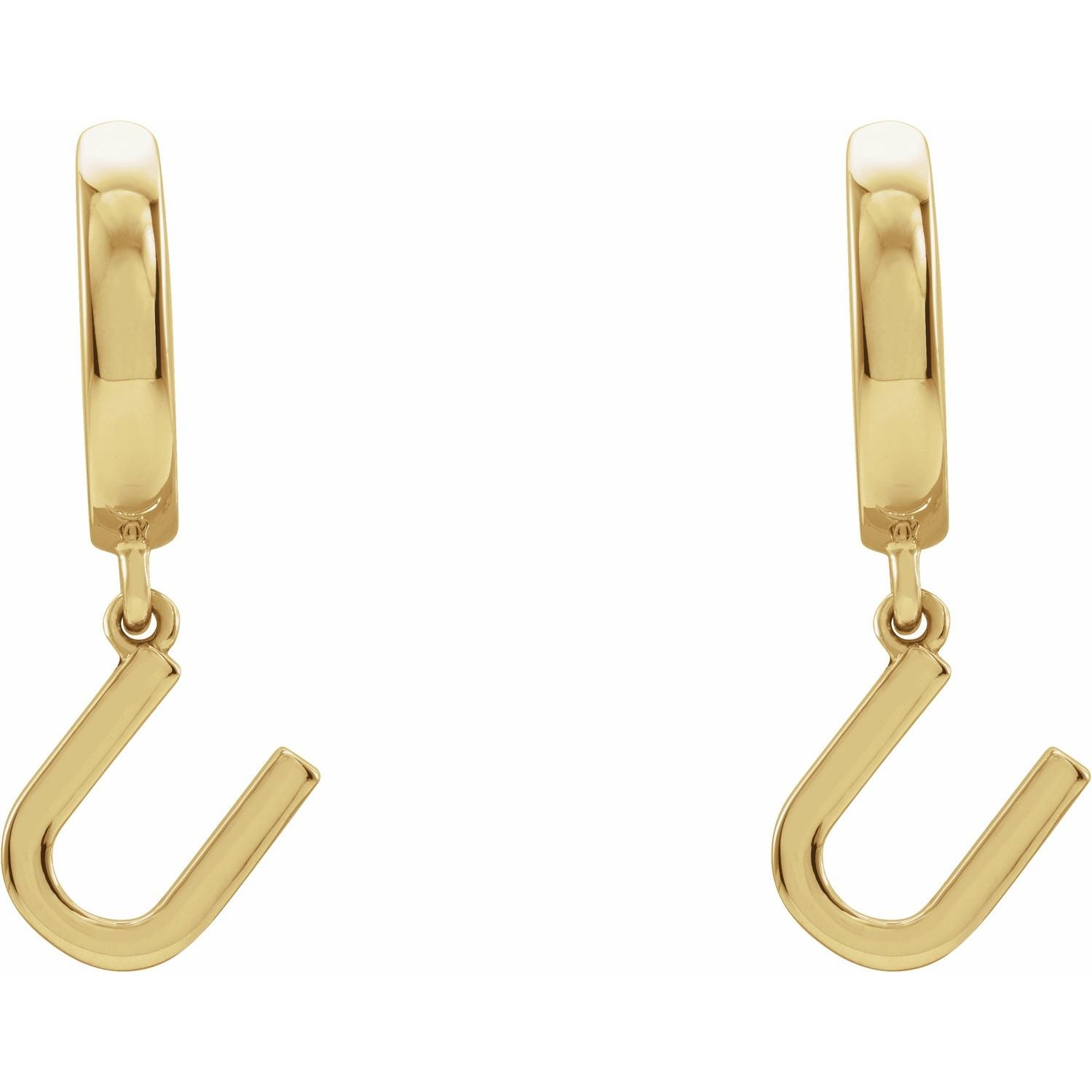 14K Gold Initial A-Z Hinged Huggie Earring