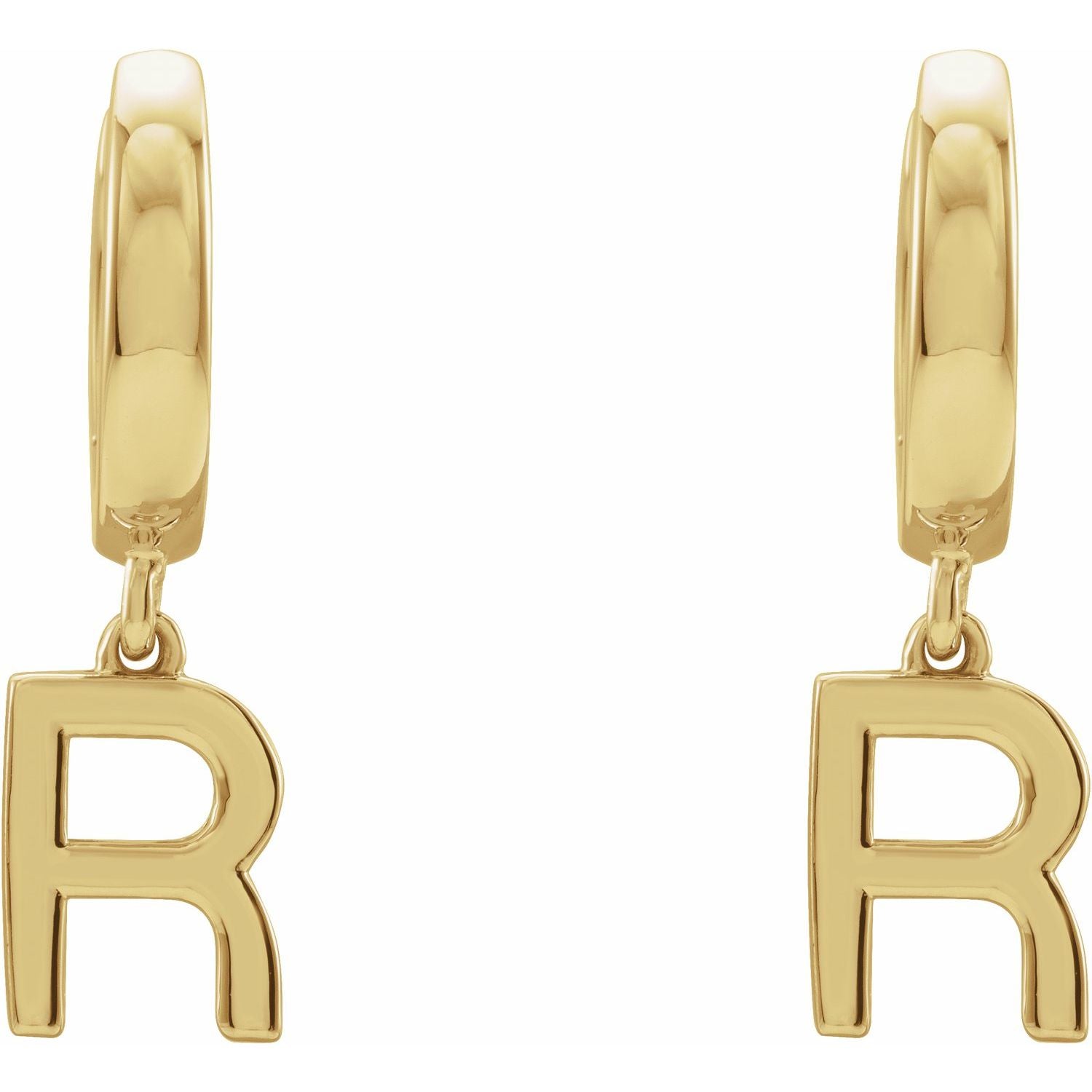 14K Gold Initial A-Z Hinged Huggie Earring