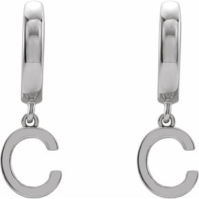 14K Gold Initial A-Z Hinged Huggie Earring