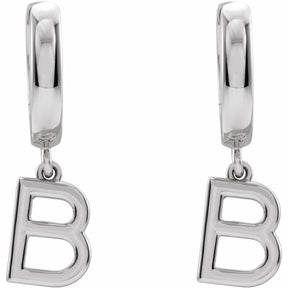 14K Gold Initial A-Z Hinged Huggie Earring