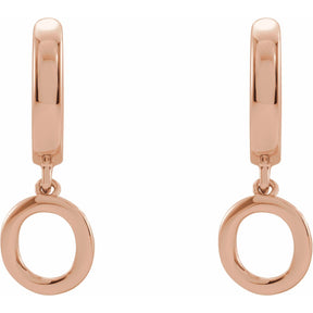 14K Gold Initial A-Z Hinged Huggie Earring