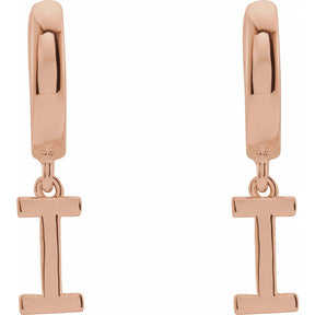 14K Gold Initial A-Z Hinged Huggie Earring