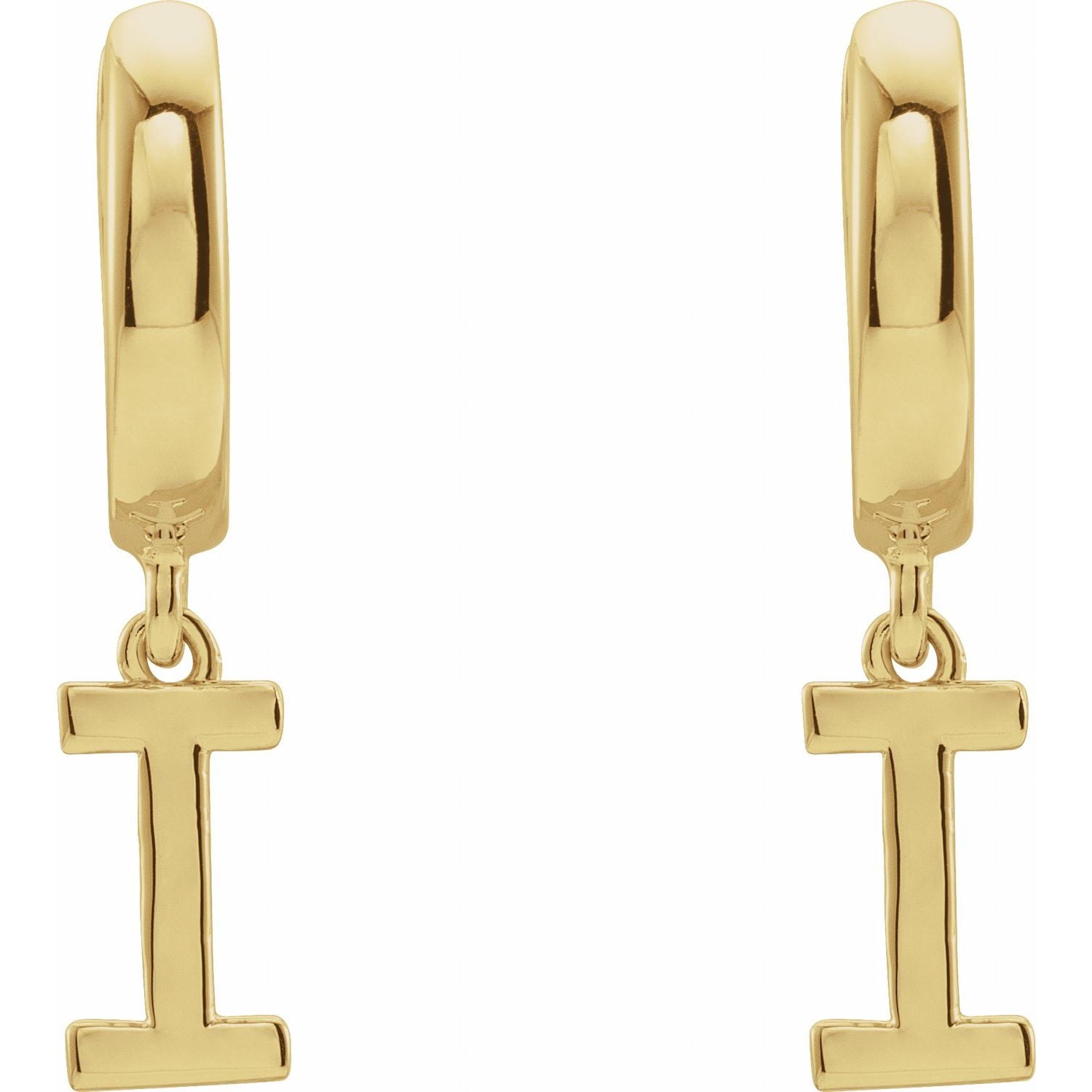 14K Gold Initial A-Z Hinged Huggie Earring