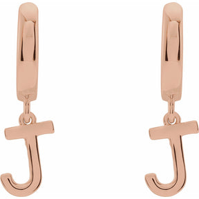 14K Gold Initial A-Z Hinged Huggie Earring