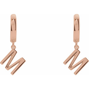 14K Gold Initial A-Z Hinged Huggie Earring