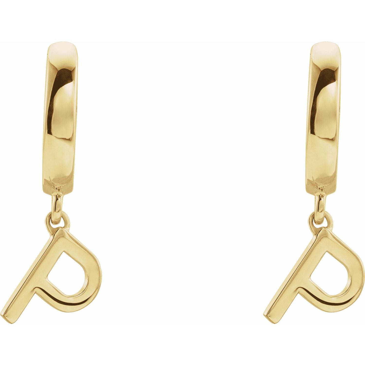 14K Gold Initial A-Z Hinged Huggie Earring