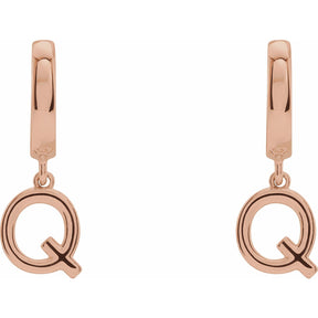 14K Gold Initial A-Z Hinged Huggie Earring