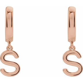 14K Gold Initial A-Z Hinged Huggie Earring