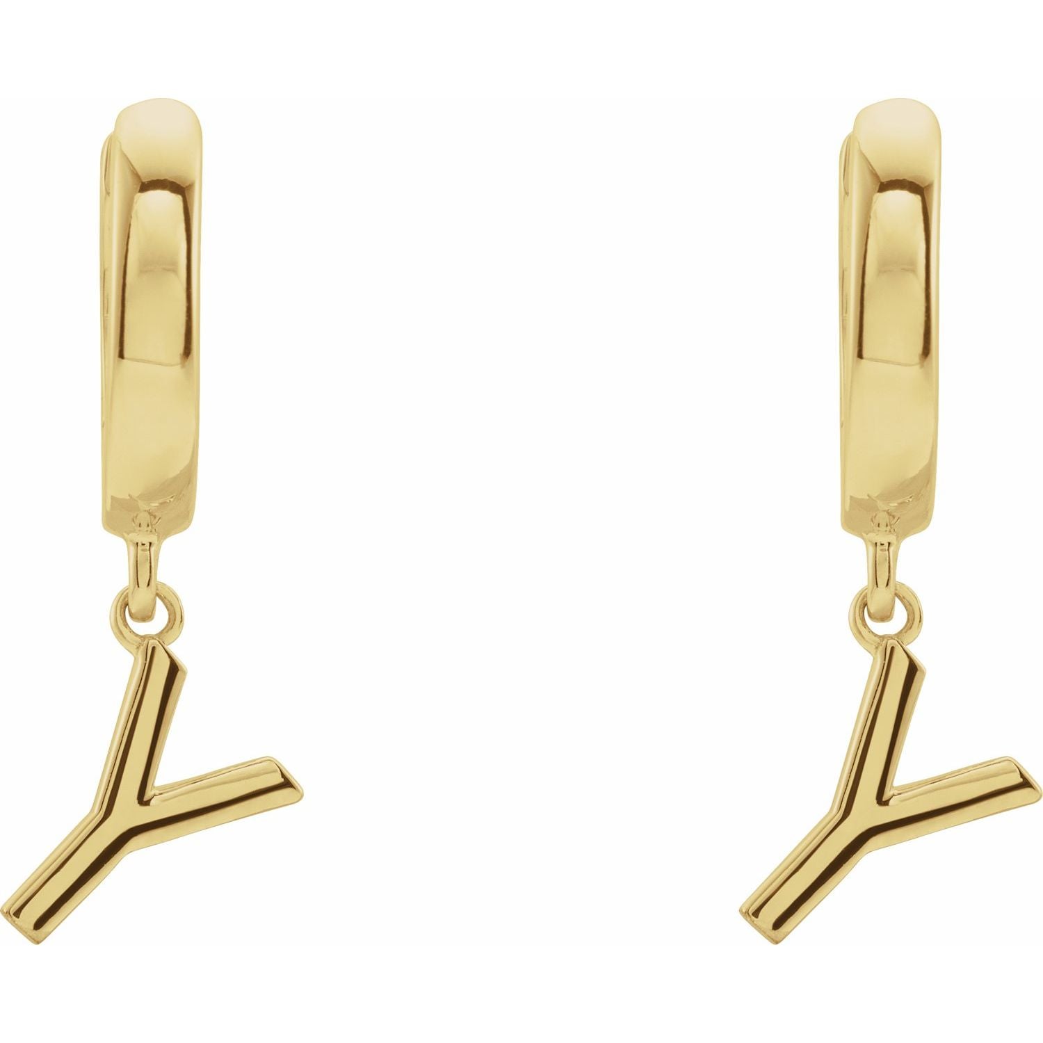 14K Gold Initial A-Z Hinged Huggie Earring