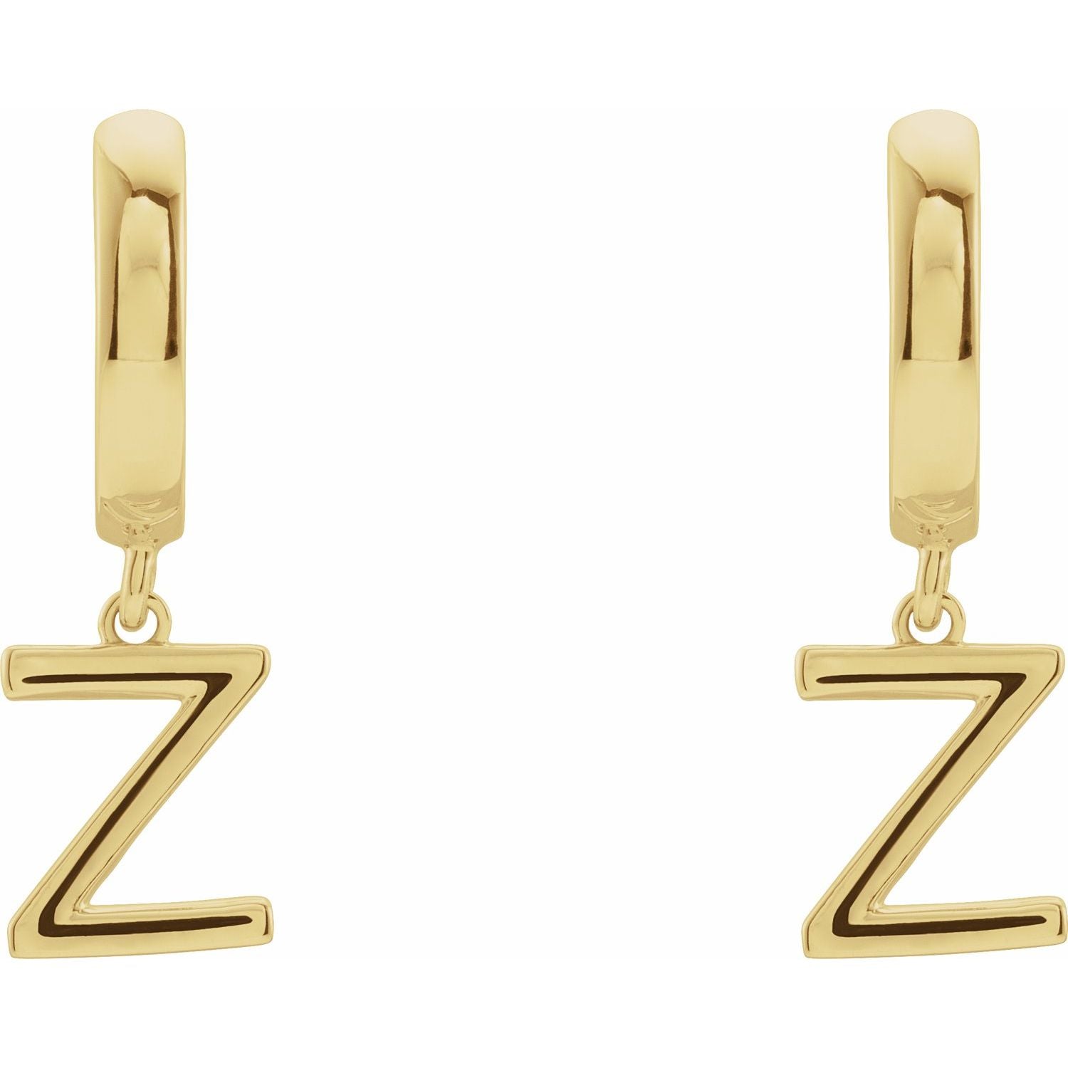 14K Gold Initial A-Z Hinged Huggie Earring