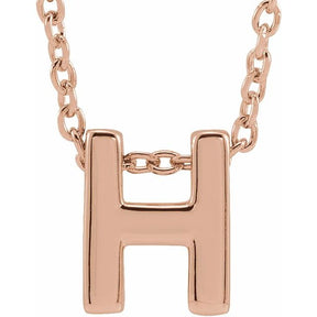 14K Gold Initial A-Z Slide Pendant Necklace