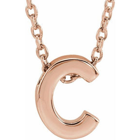 14K Gold Initial A-Z Slide Pendant Necklace