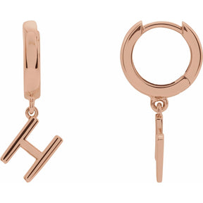 14K Gold Initial A-Z Hinged Huggie Earring