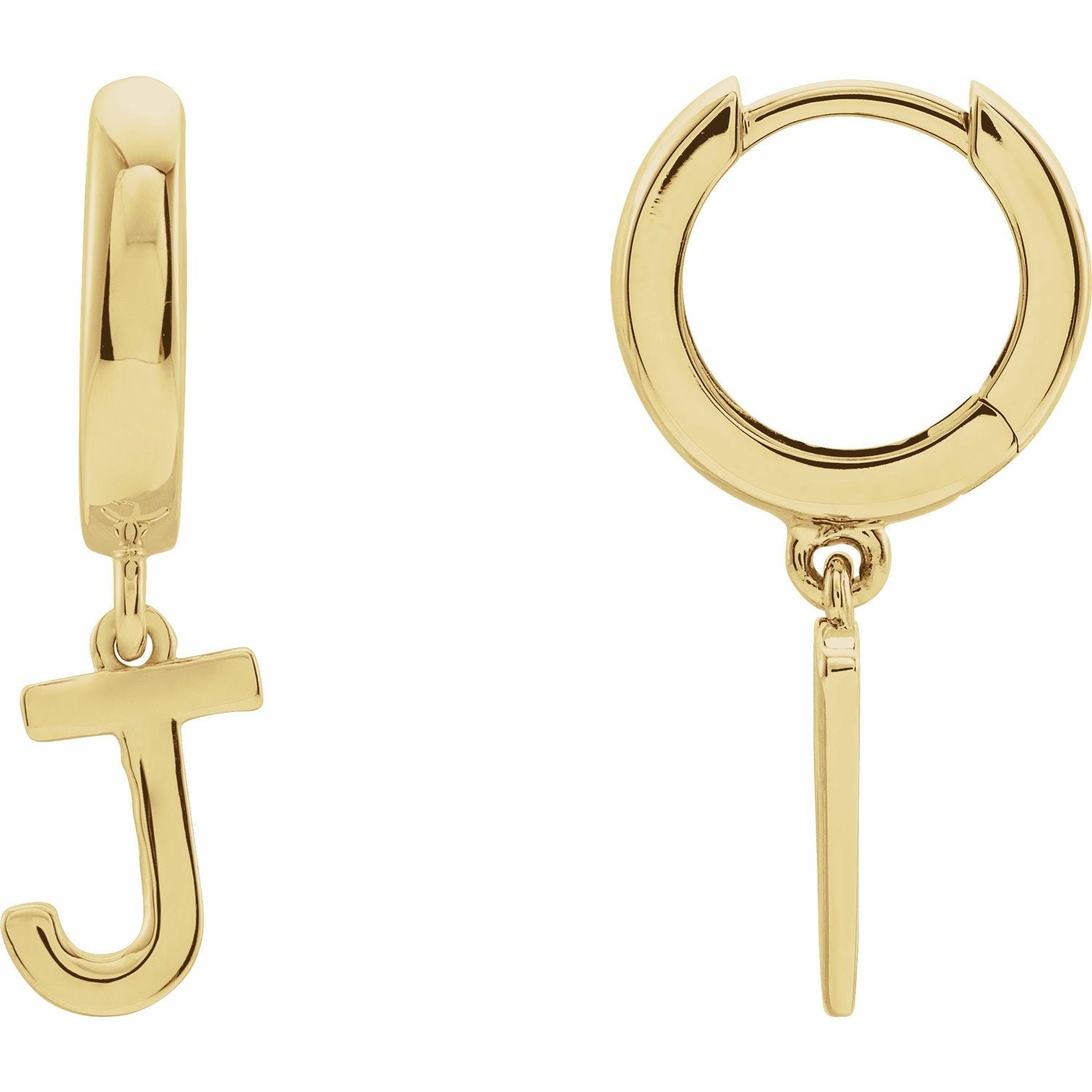 14K Gold Initial A-Z Hinged Huggie Earring