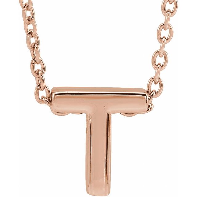 14K Gold Initial A-Z Slide Pendant Necklace