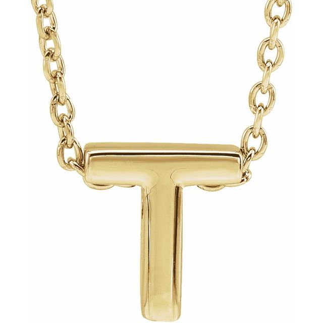 14K Gold Initial A-Z Slide Pendant Necklace