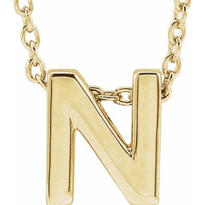 14K Gold Initial A-Z Slide Pendant Necklace