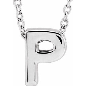 14K Gold Initial A-Z Slide Pendant Necklace