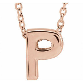 14K Gold Initial A-Z Slide Pendant Necklace