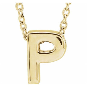 14K Gold Initial A-Z Slide Pendant Necklace