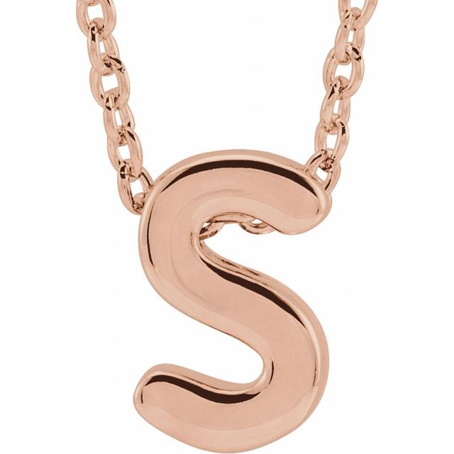 14K Gold Initial A-Z Slide Pendant Necklace