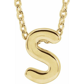 14K Gold Initial A-Z Slide Pendant Necklace