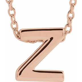 14K Gold Initial A-Z Slide Pendant Necklace