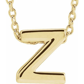 14K Gold Initial A-Z Slide Pendant Necklace