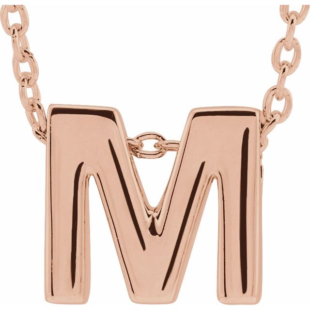 14K Gold Initial A-Z Slide Pendant Necklace