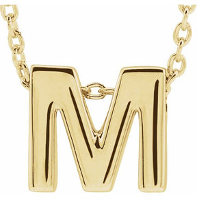 14K Gold Initial A-Z Slide Pendant Necklace