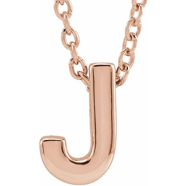 14K Gold Initial A-Z Slide Pendant Necklace