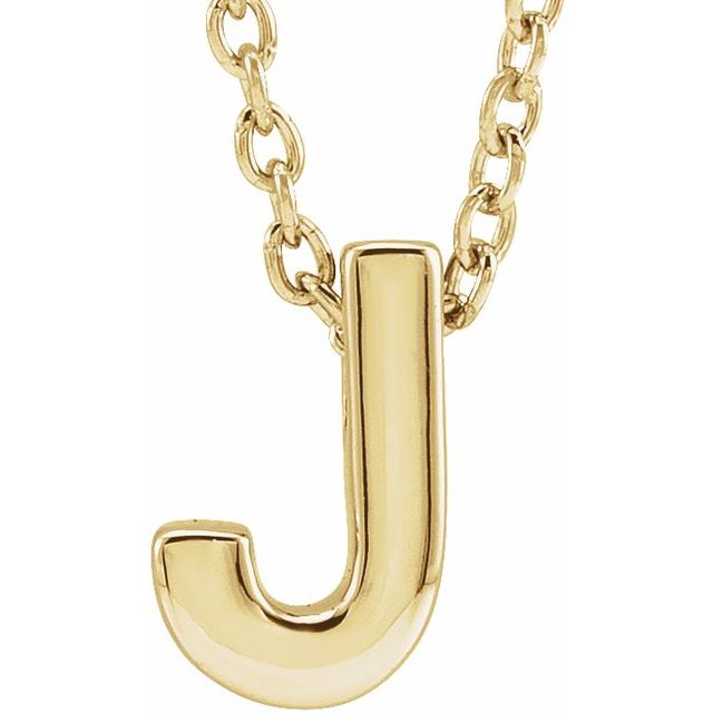 14K Gold Initial A-Z Slide Pendant Necklace