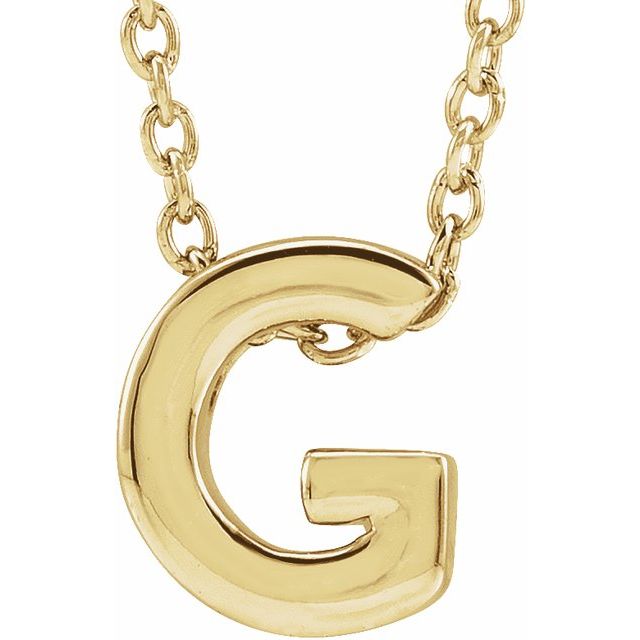 14K Gold Initial A-Z Slide Pendant Necklace