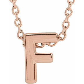 14K Gold Initial A-Z Slide Pendant Necklace