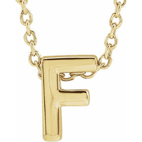 14K Gold Initial A-Z Slide Pendant Necklace