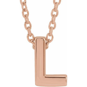 14K Gold Initial A-Z Slide Pendant Necklace