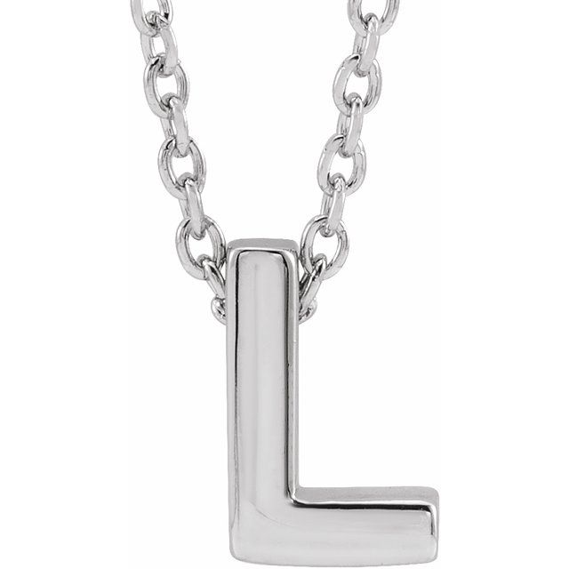 14K Gold Initial A-Z Slide Pendant Necklace