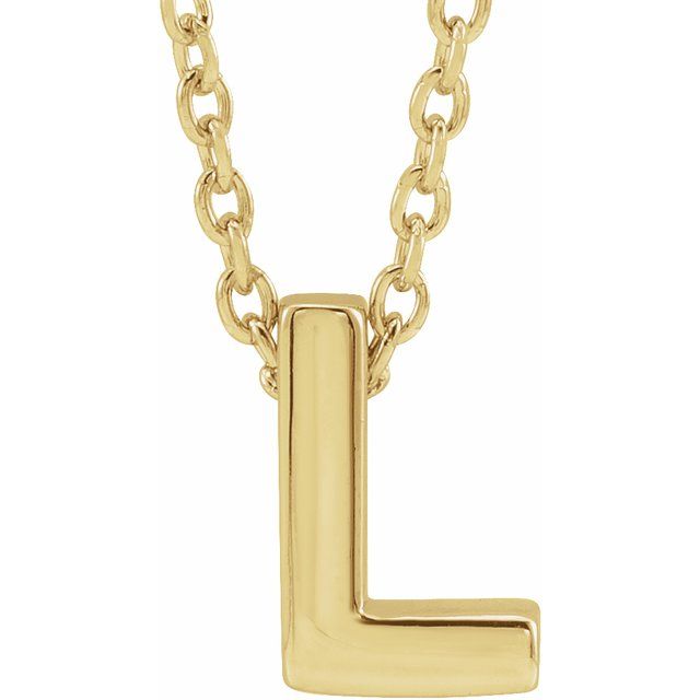 14K Gold Initial A-Z Slide Pendant Necklace