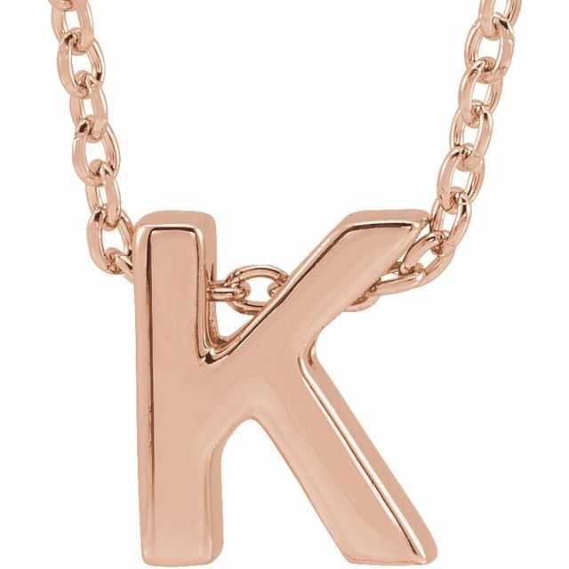 14K Gold Initial A-Z Slide Pendant Necklace