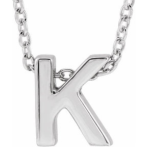 14K Gold Initial A-Z Slide Pendant Necklace